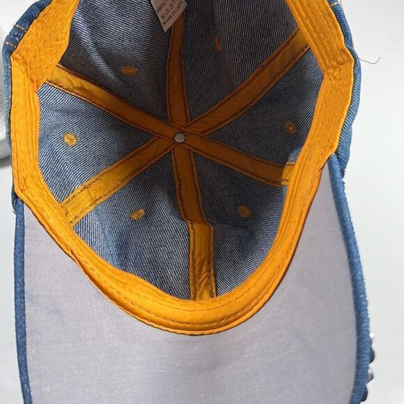 Women's American Flag Baseball Cap Rhinestone Denim Bling Patriotic Hat Blue Red - Picture 7 of 7